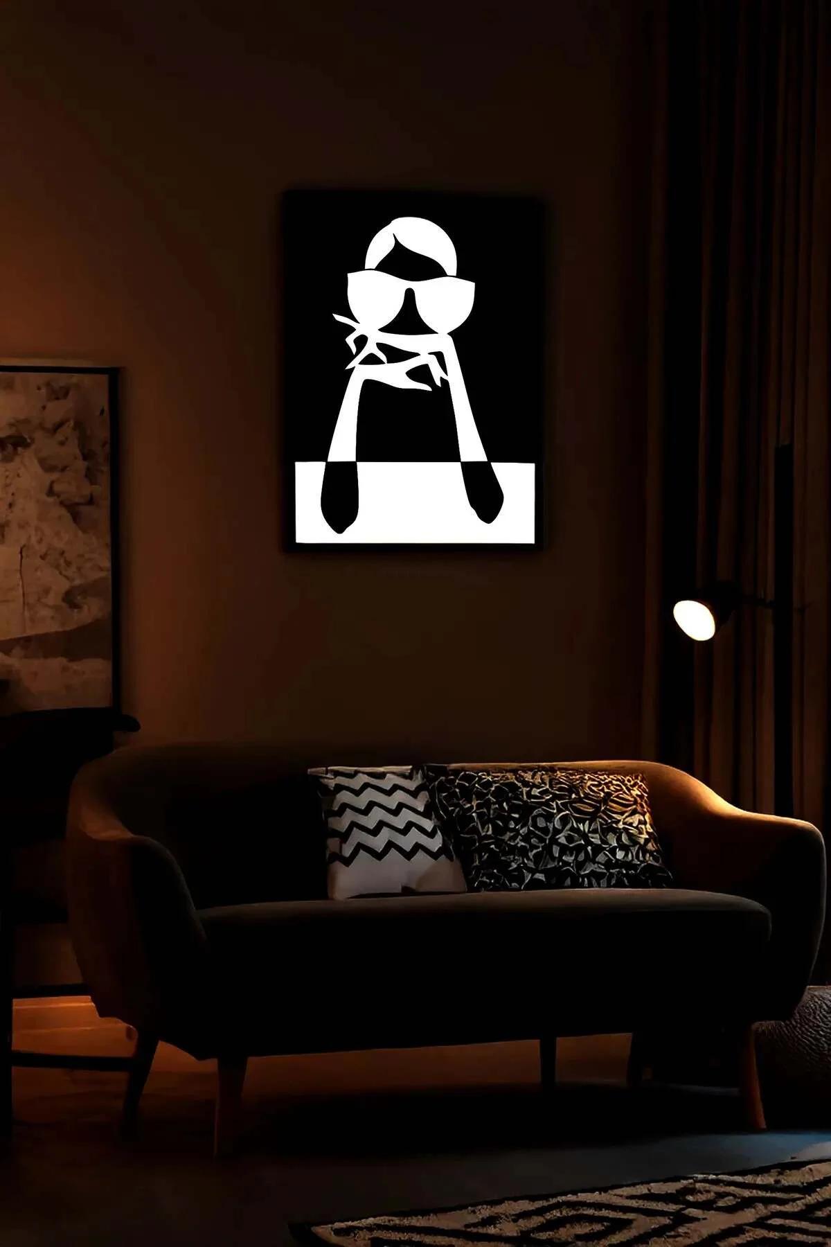 Faux Leather Pop Art Wall Art with Reflective Sunglasses