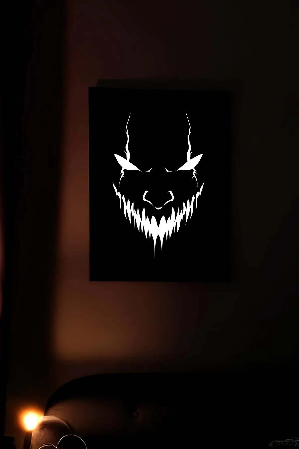 Reflective Monster Face Vegan Leather Wall Art