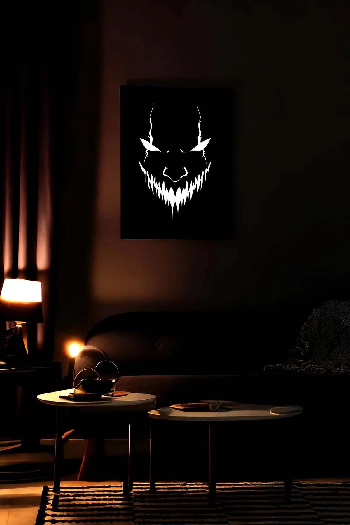 Reflective Monster Face Vegan Leather Wall Art