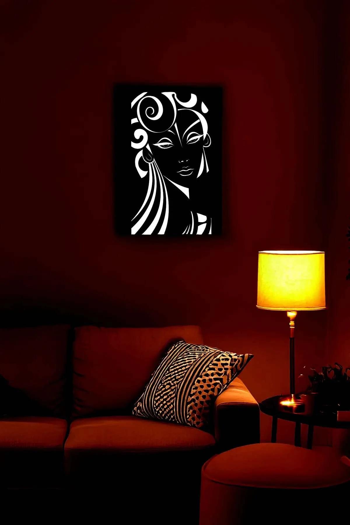 Reflective Art Deco Style Female Portrait Panel