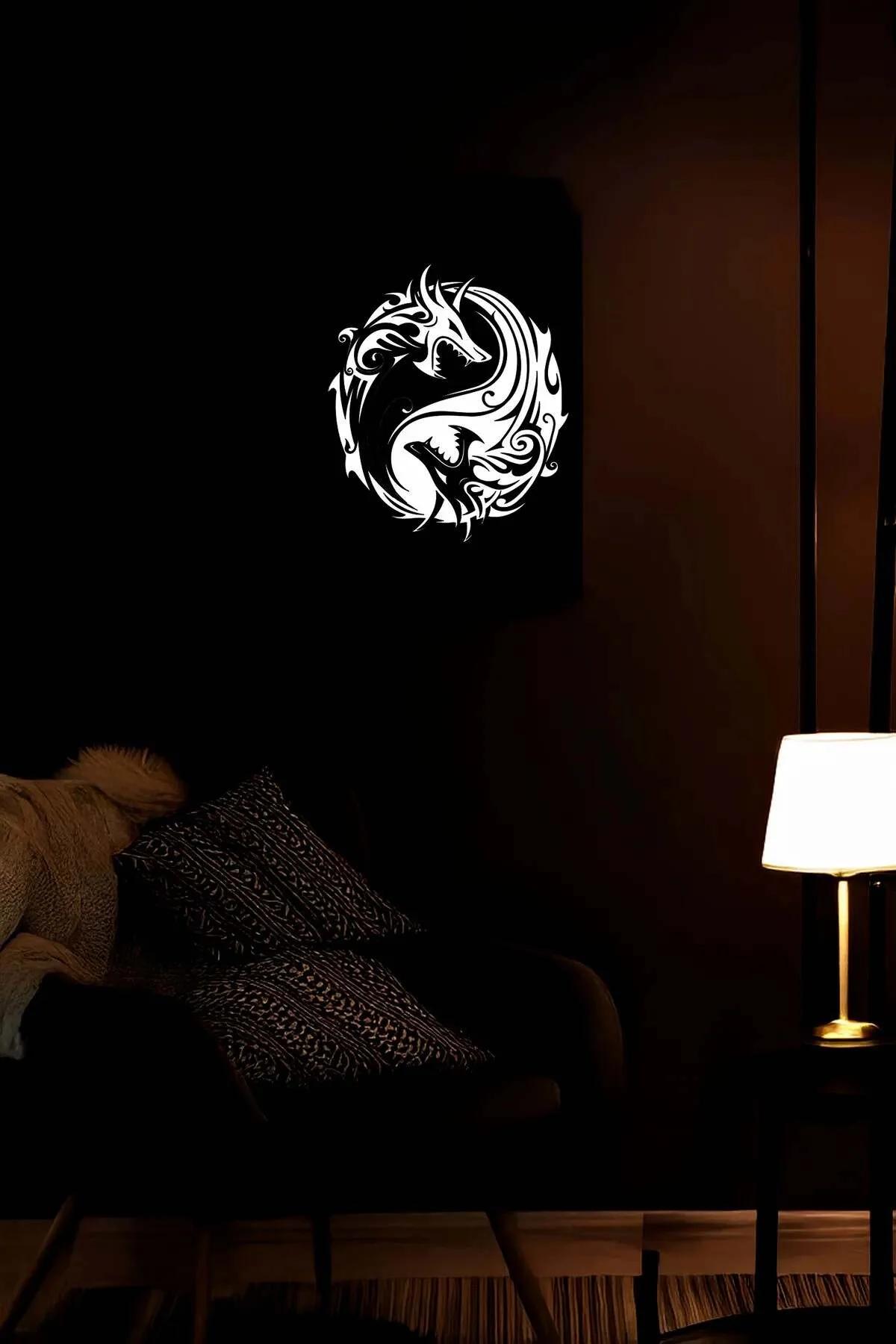 Reflective Yin Yang Dragon Wall Art Decor