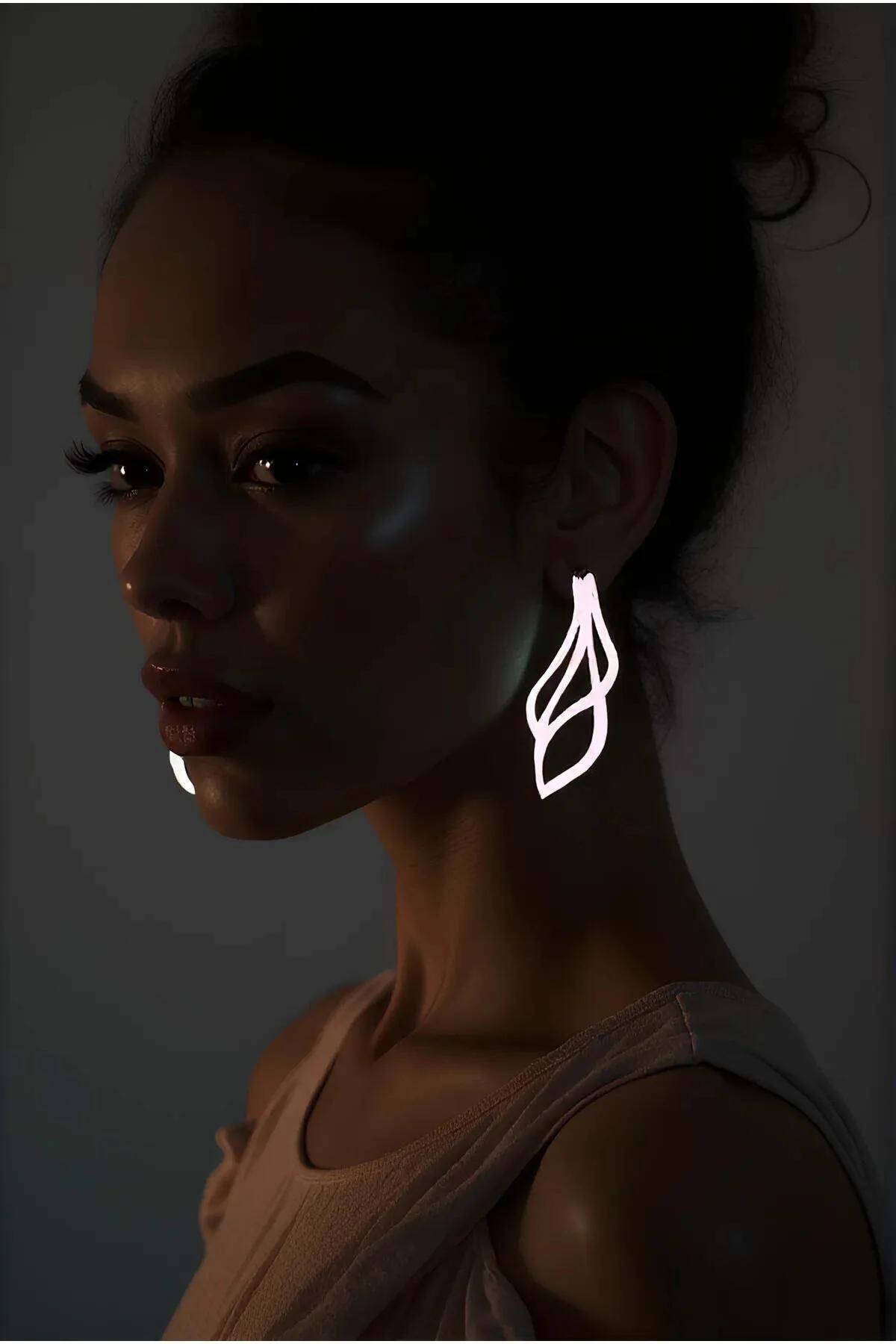 Reflective Laser-Cut Dangle Earrings with Abstract Swirl