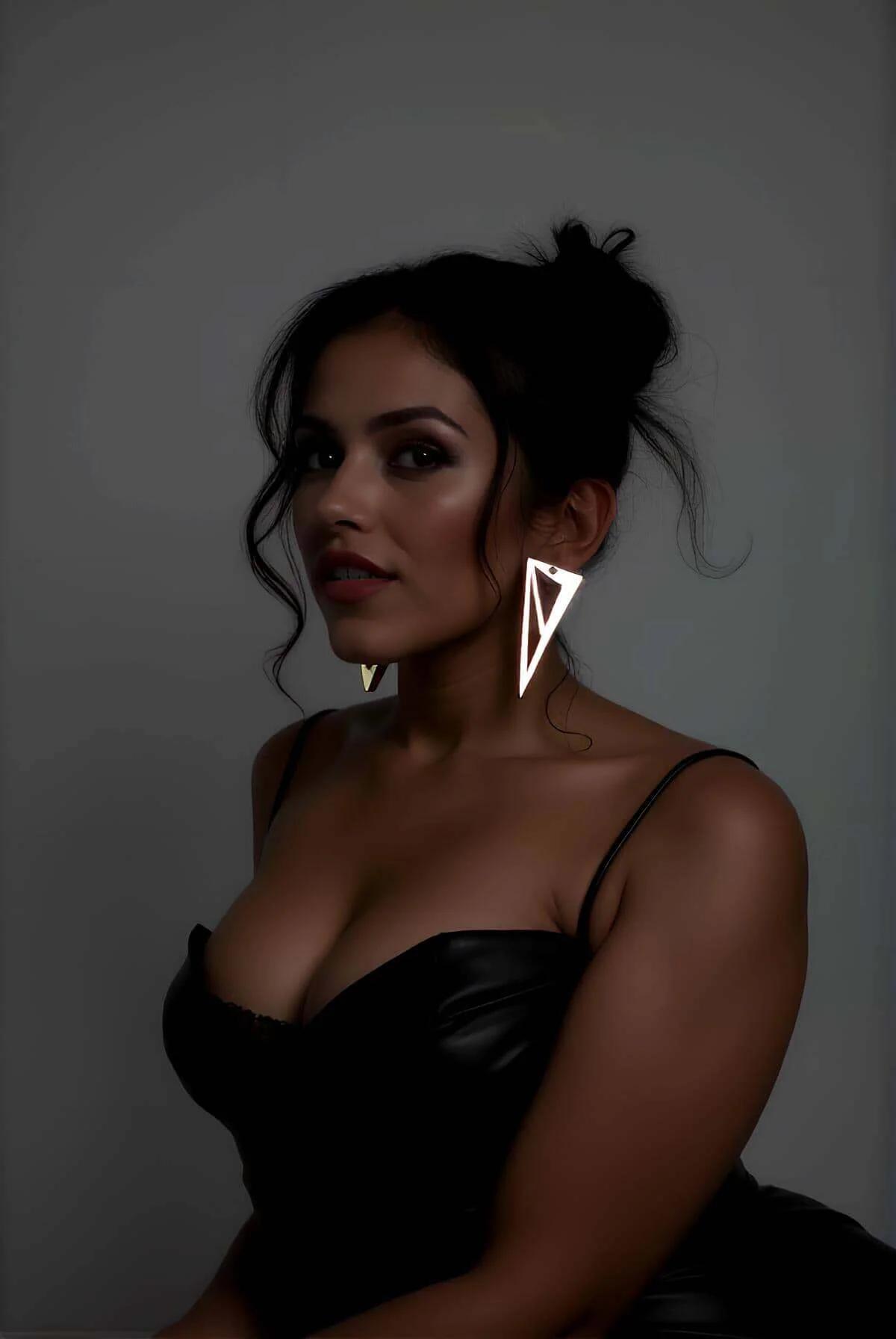 Reflective Triangle Statement Earrings with Geometric Cutout Design