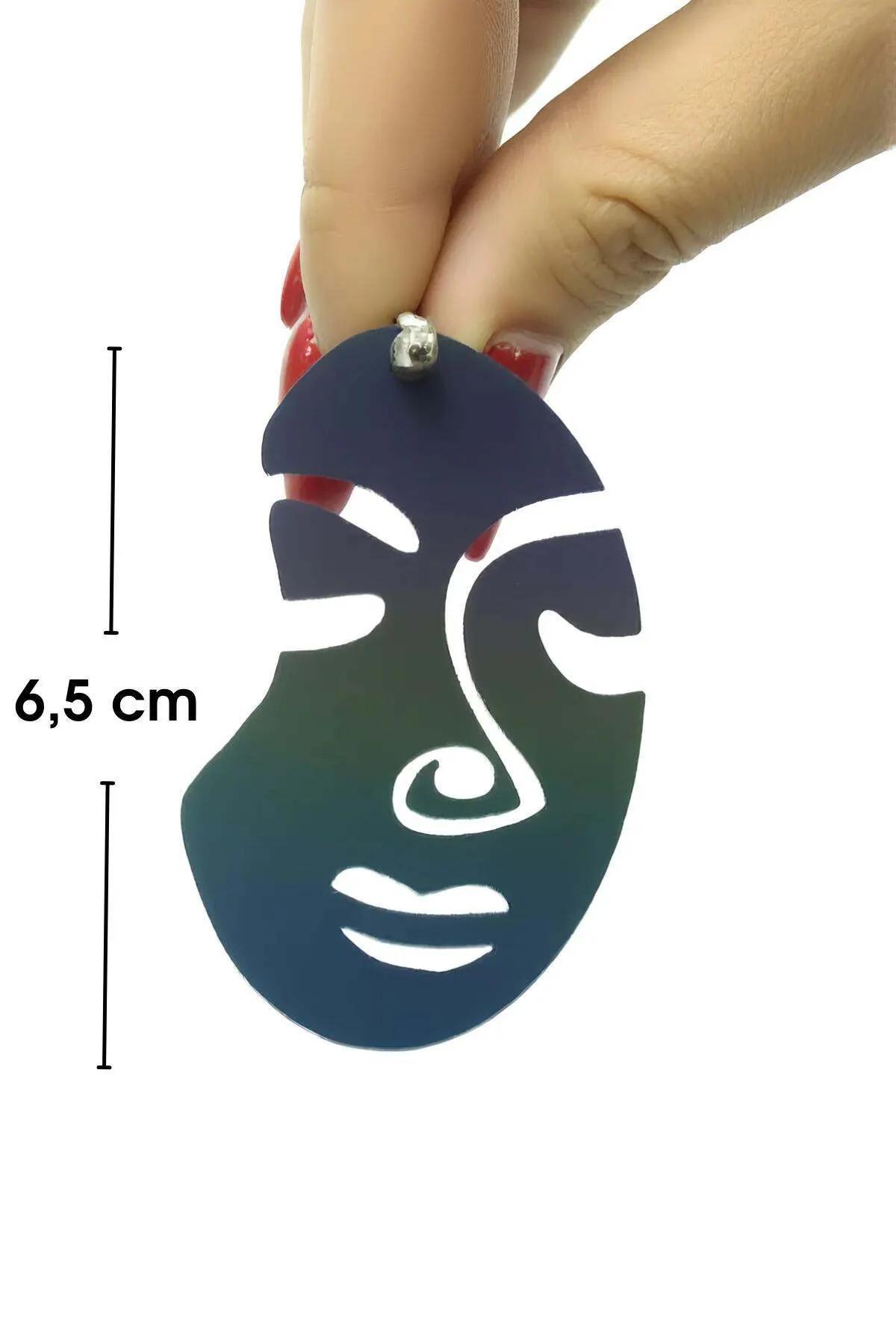 Reflective Abstract Face Drop Earrings, Rainbow Glow