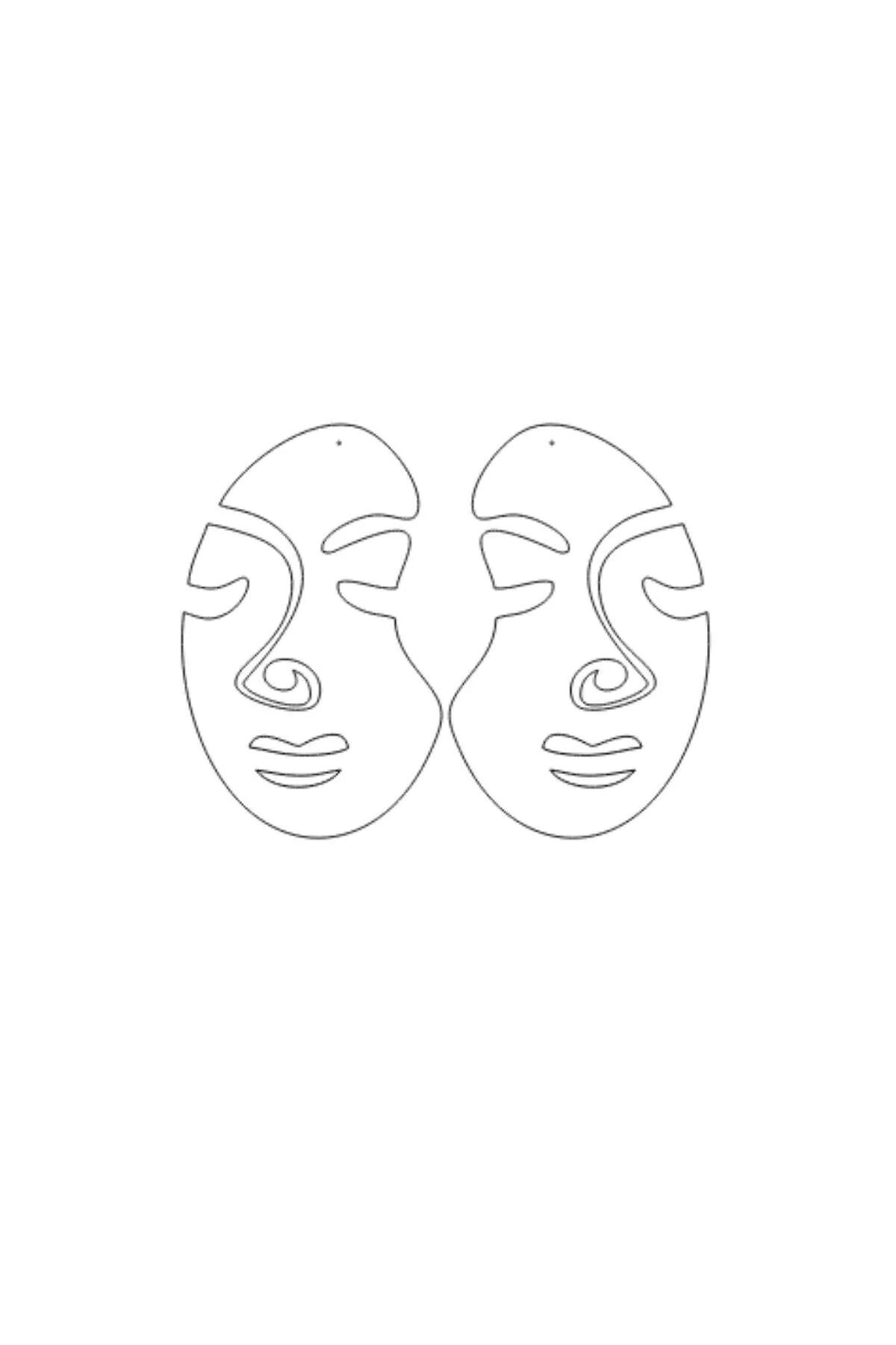 Reflective Abstract Face Drop Earrings, Rainbow Glow