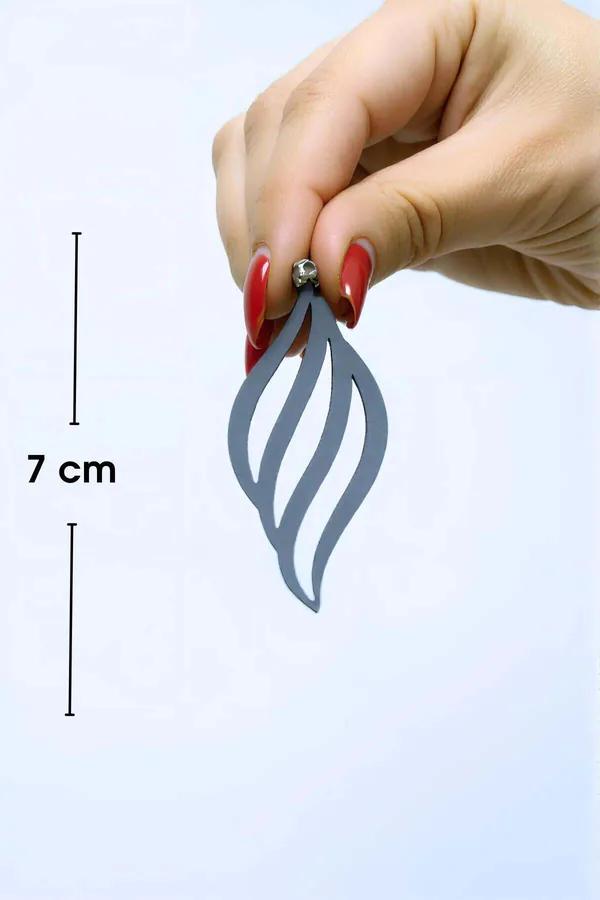 Black Sculptural Drop Earrings, Laser Cut Vegan Leather