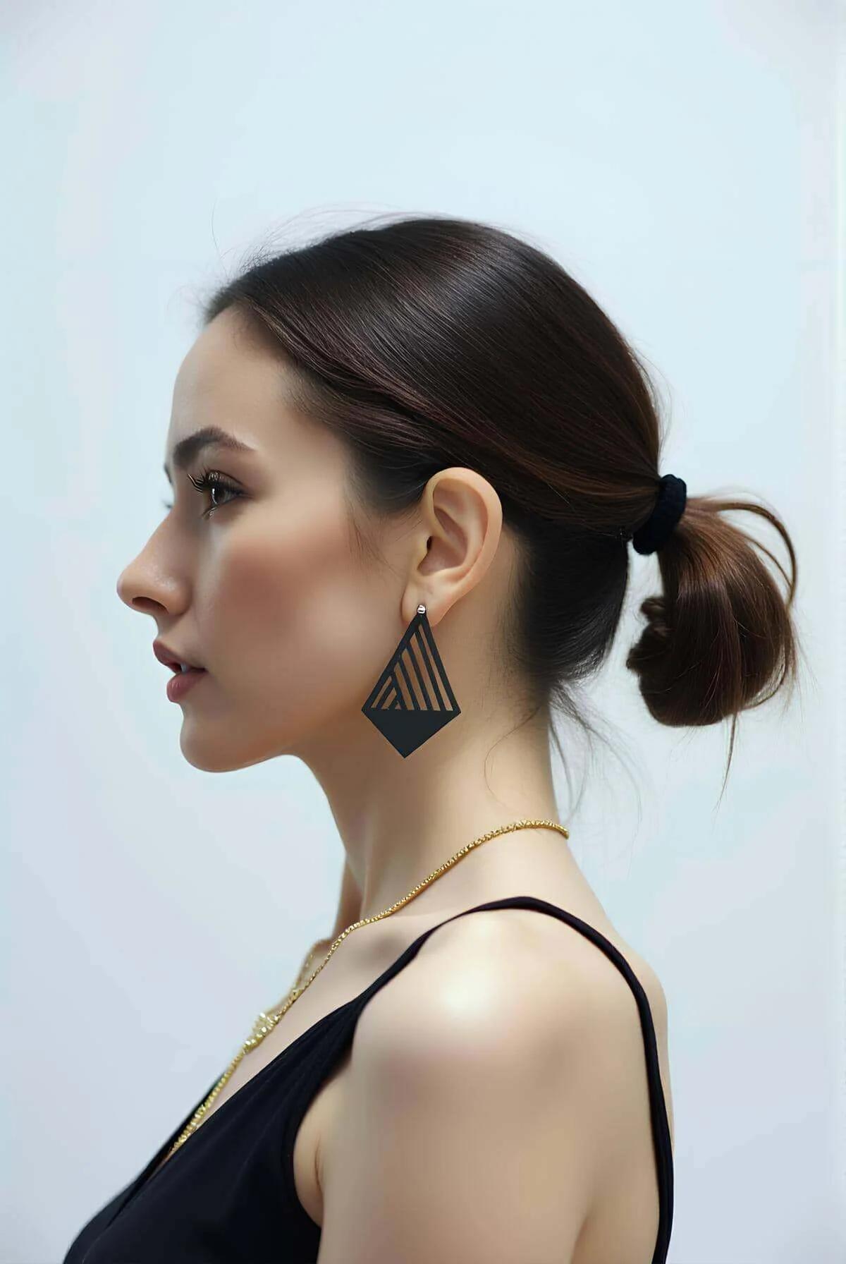 Geometric Laser Cut Faux Leather Dangle Earrings
