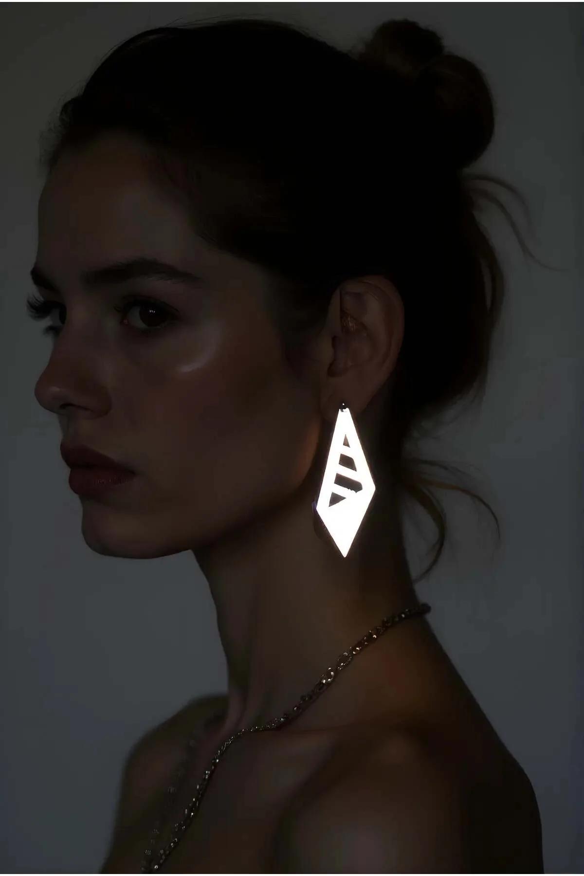 Reflective Prism Laser Cut Drop Earrings