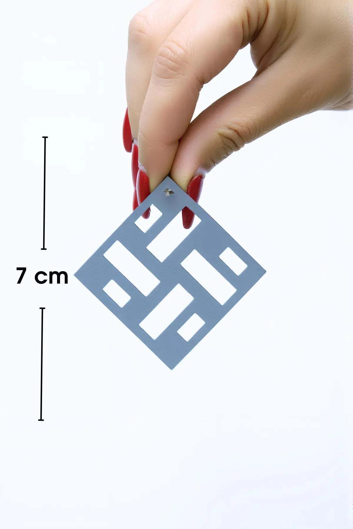 Reflective Geo-Square Laser Cut Drop Earrings