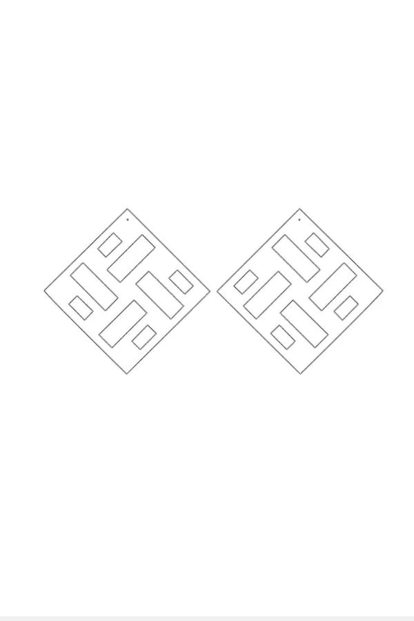 Reflective Geo-Square Laser Cut Drop Earrings