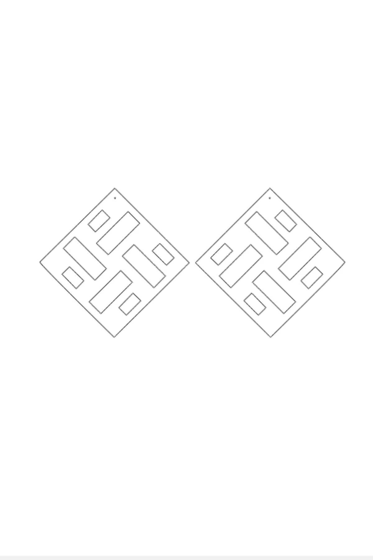 Reflective Geo-Square Laser Cut Drop Earrings