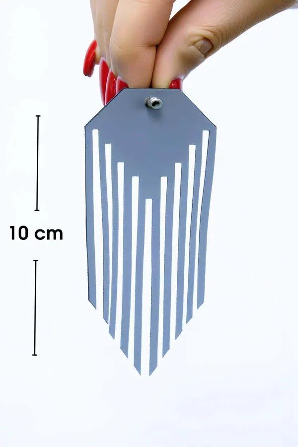 Reflective Tassel Earrings with Geometric Cutouts