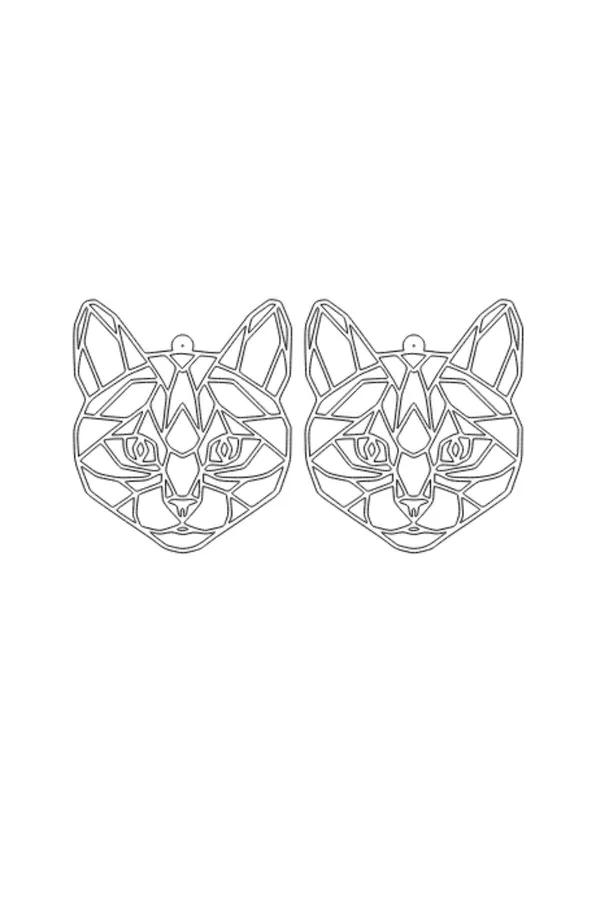 Geometric Cat Face Earrings with Rainbow Refraction