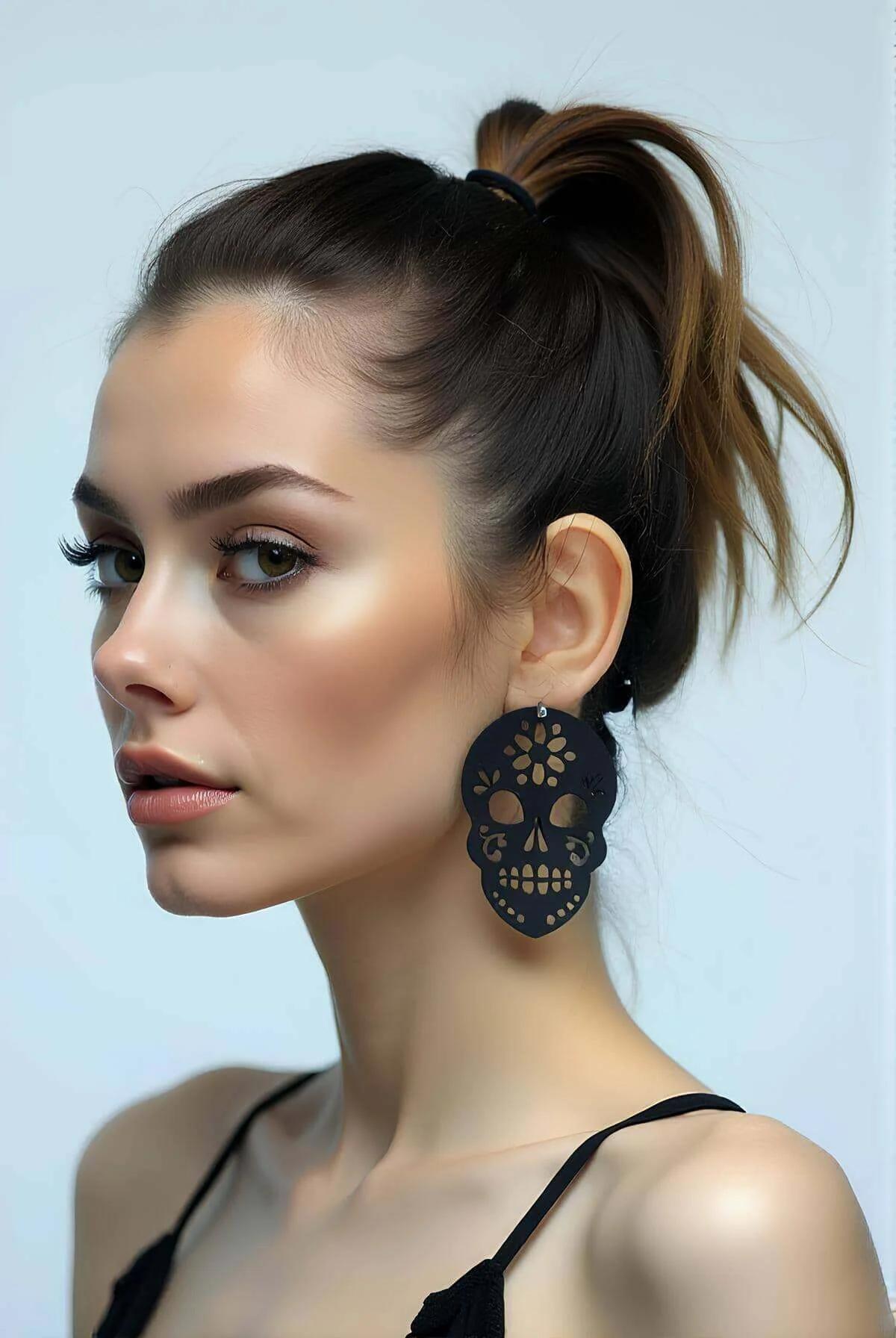 Day of the Dead Skull Dangle Earrings