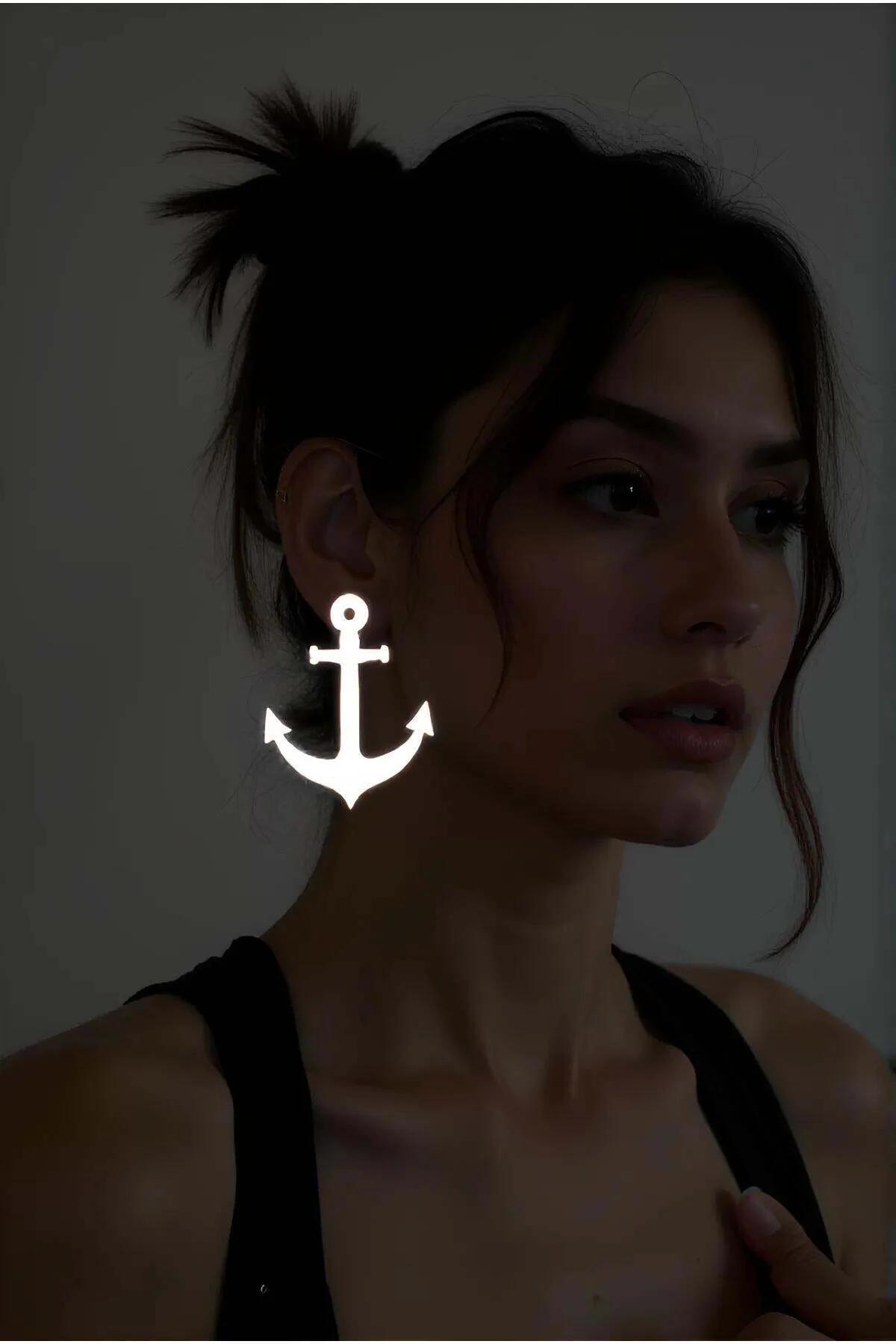 Reflective Anchor Drop Earrings