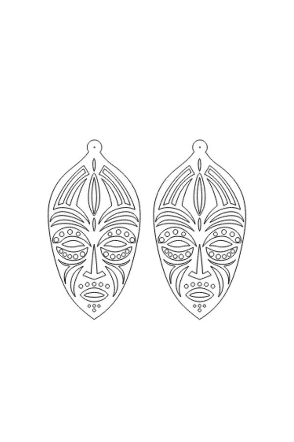 White Reflective Tribal Face Drop Earrings