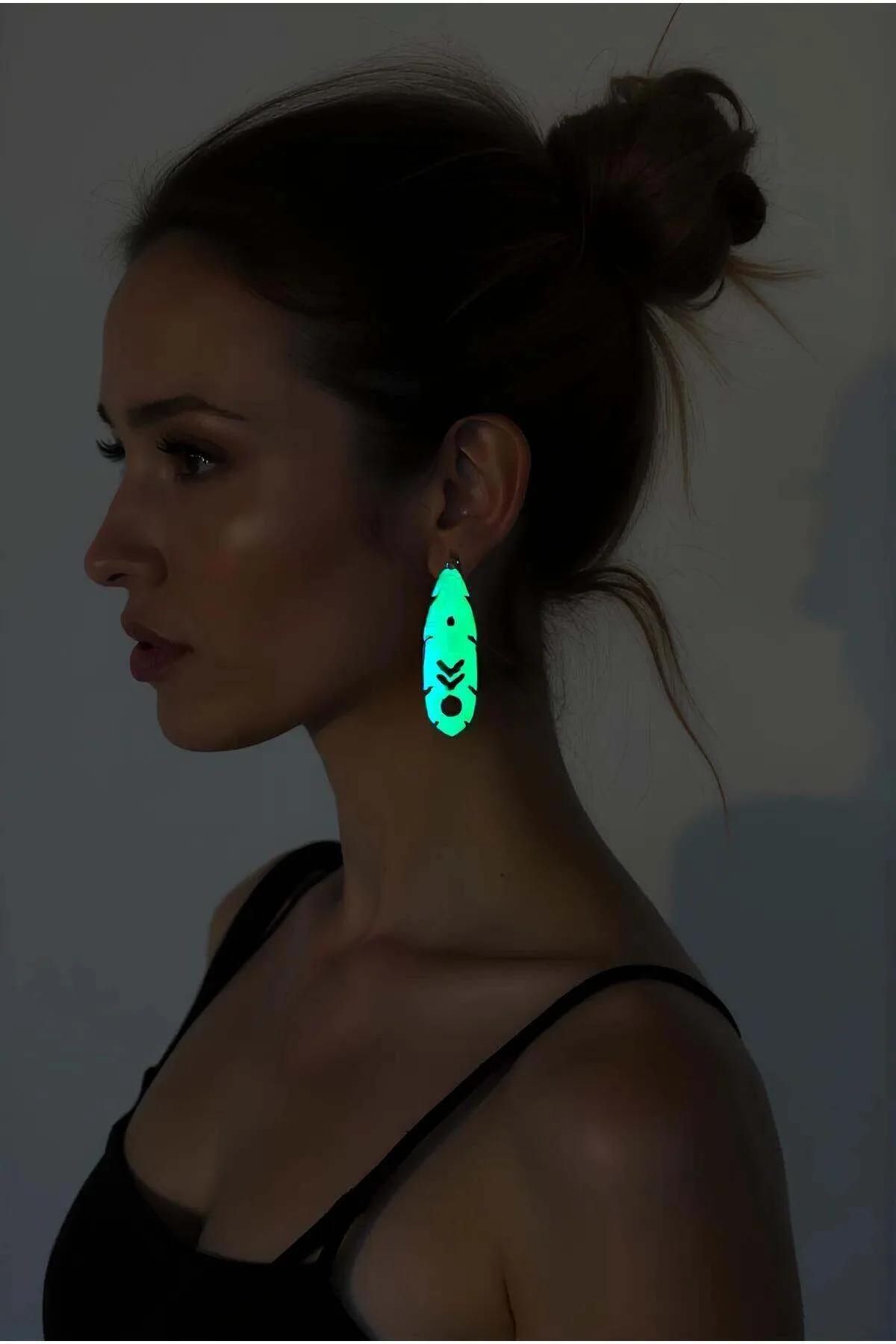 Geometric Glow-in-the-Dark Teardrop Earrings