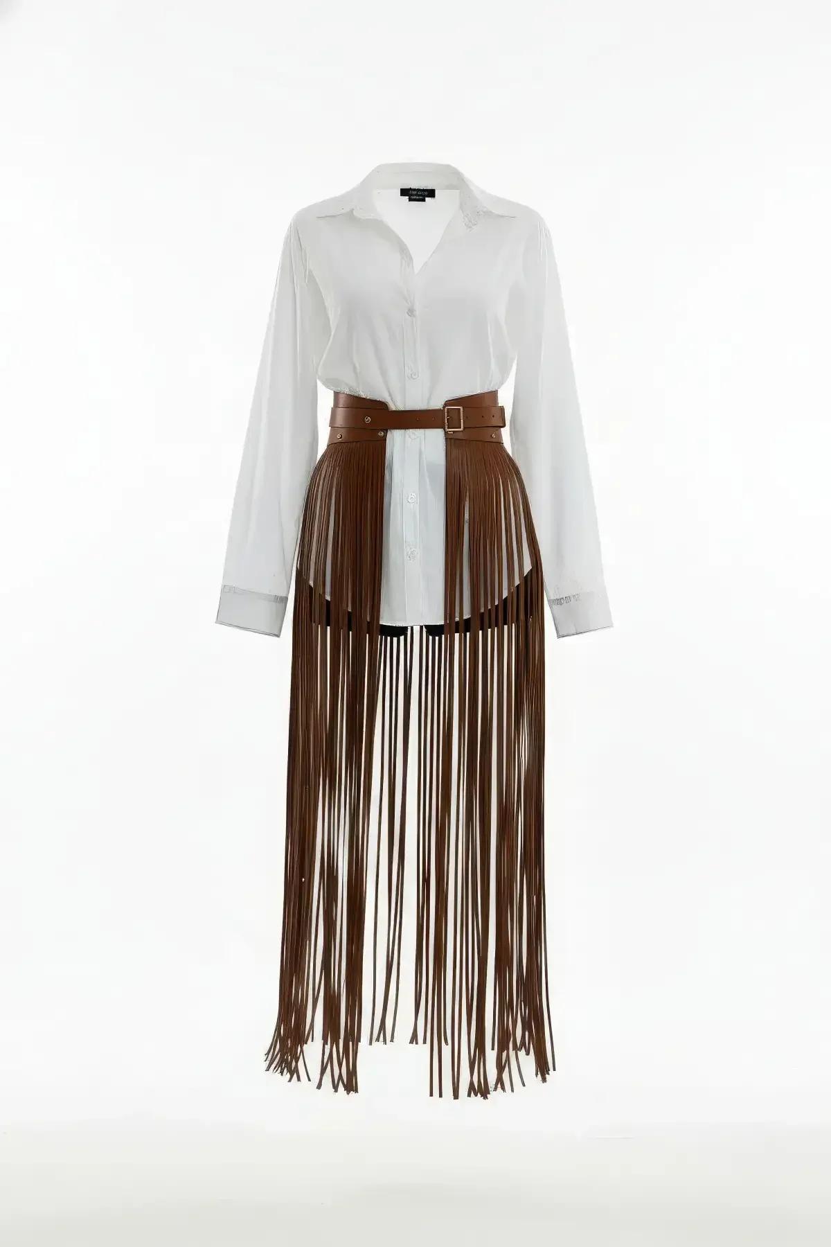 Fringe Overlay Belt with Adjustable Waistband