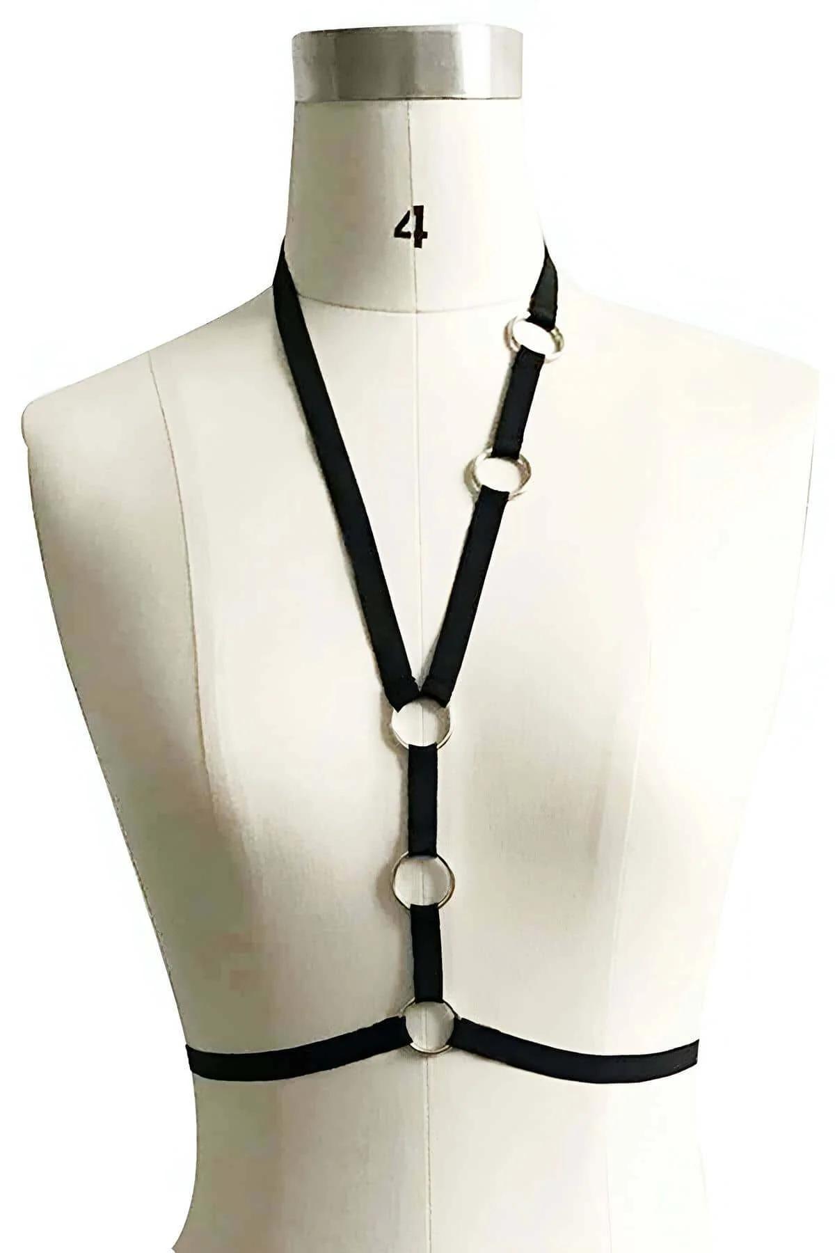 Adjustable Strappy Chest Harness with O-Rings