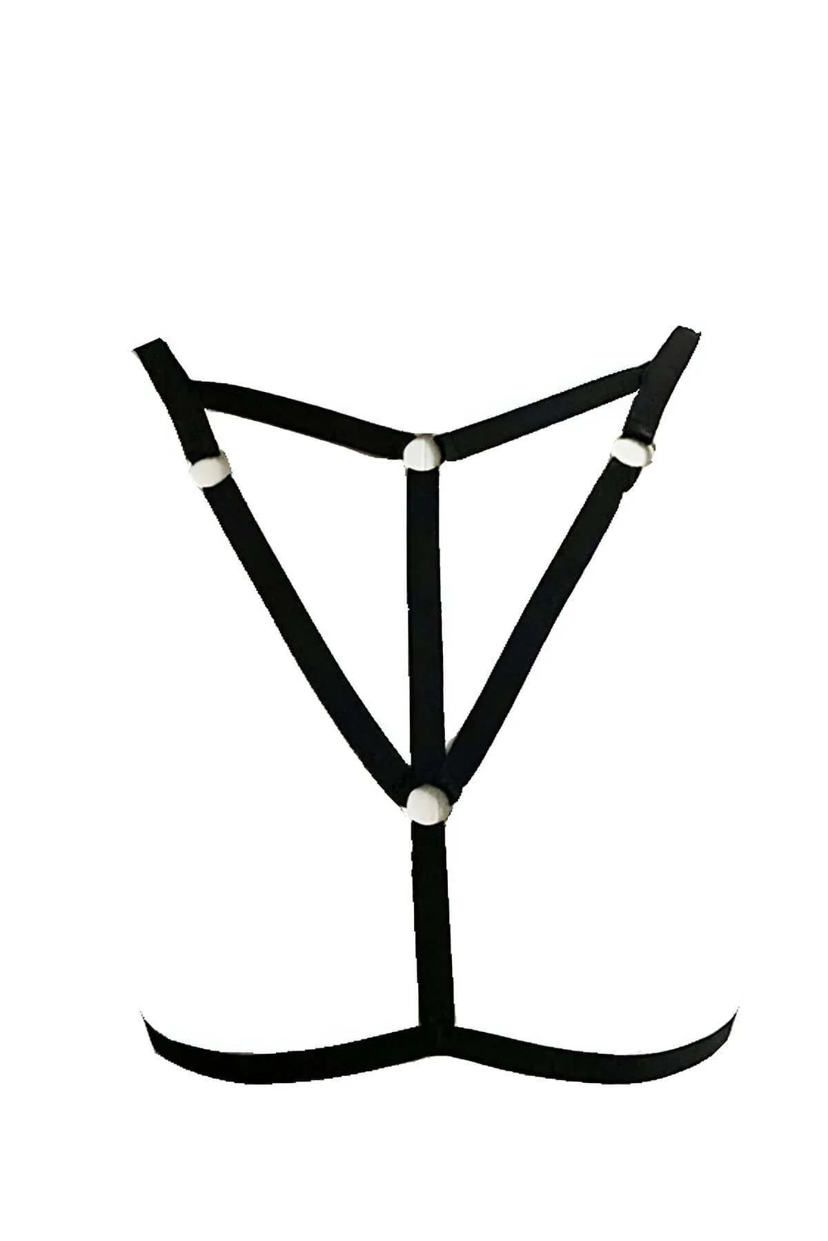 Adjustable Strappy Chest Harness with O-Ring Details