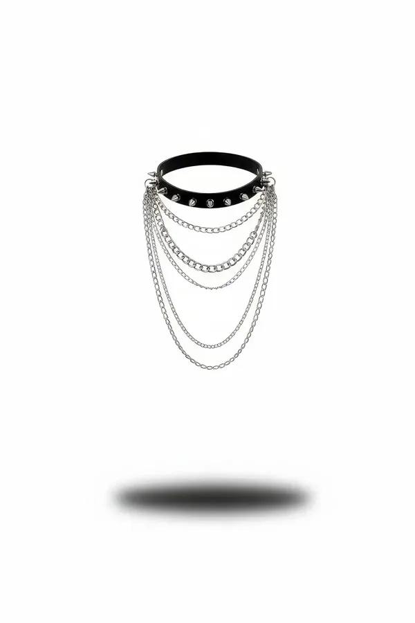 Studded Chain Drip Choker with O-Ring