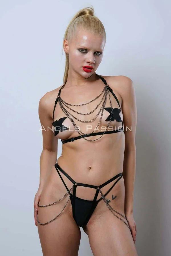 Chain Body Harness Set with Garter Straps
