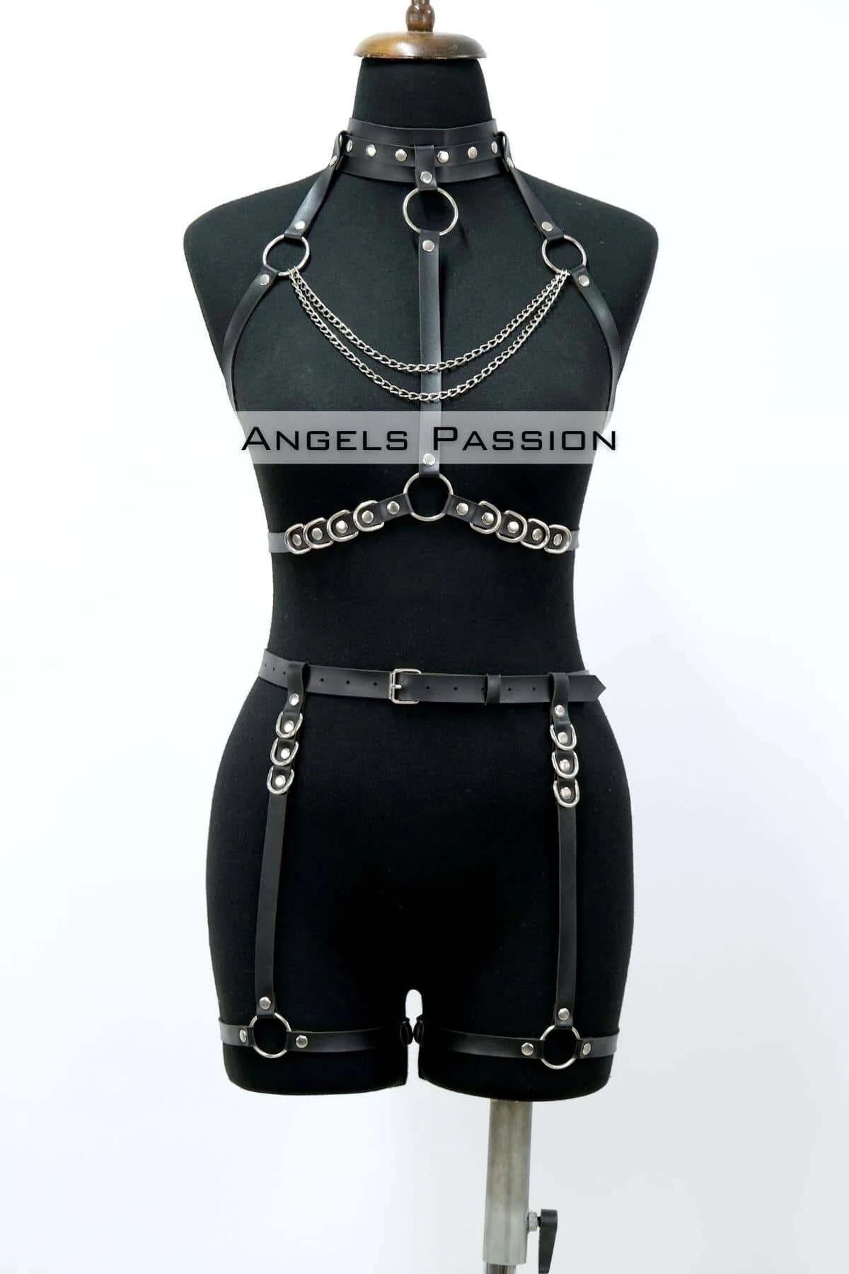 Full Body Harness with Choker & Thigh Garter Straps