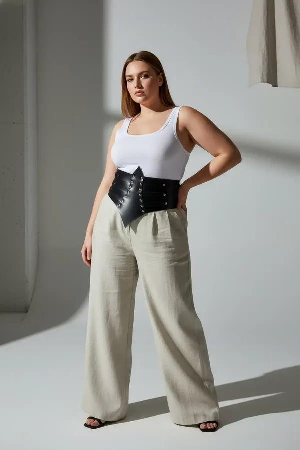 Studded Faux Leather Waist Cincher Bodice Belt
