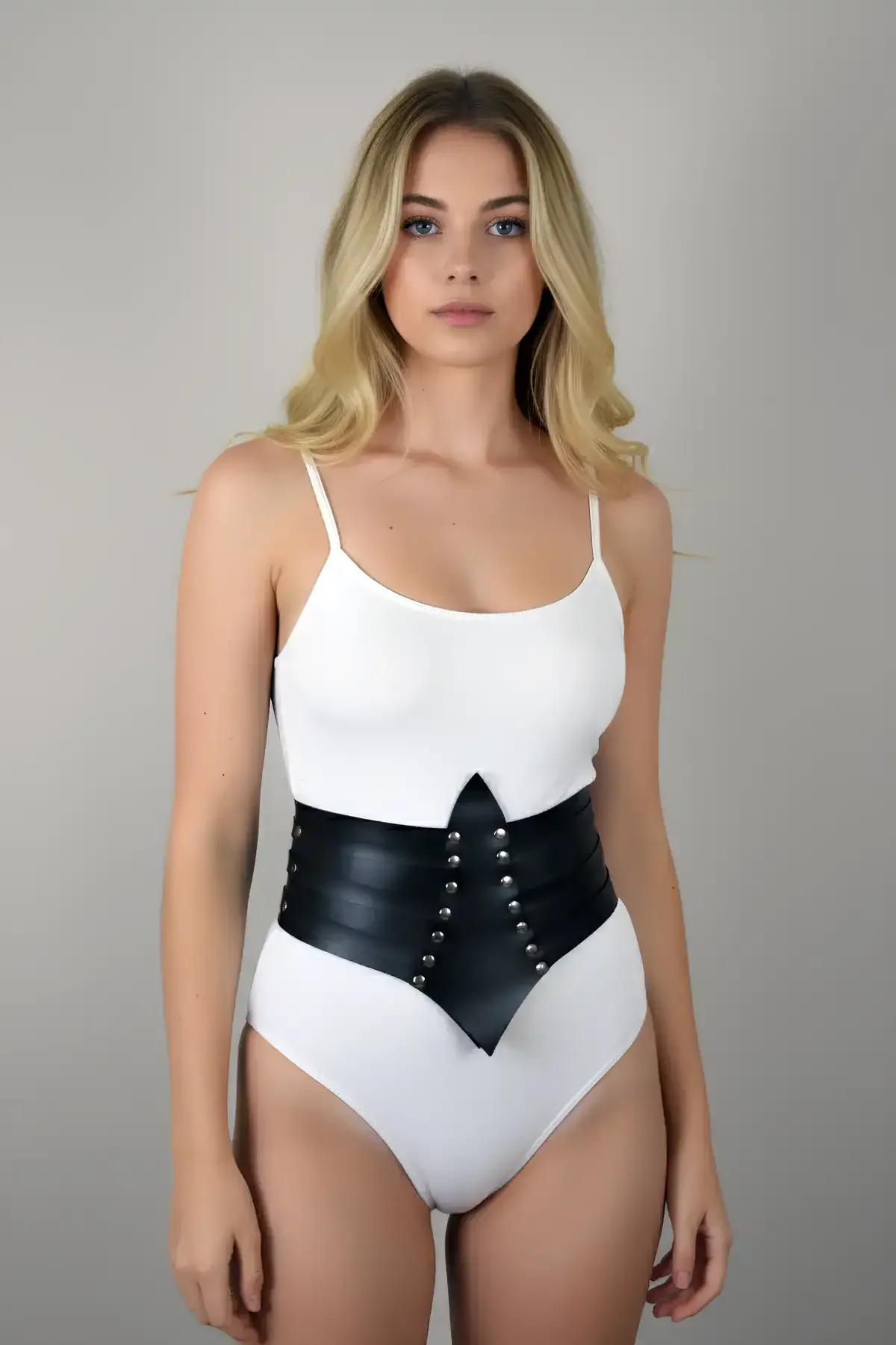 Studded Faux Leather Waist Cincher Corset Belt