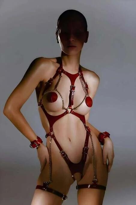 Full Body Harness with Detachable Chains & Cuffs