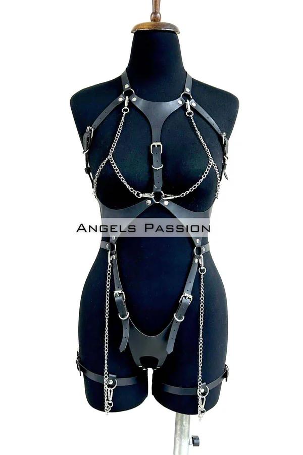 Full Body Harness with Chain Straps & Garters