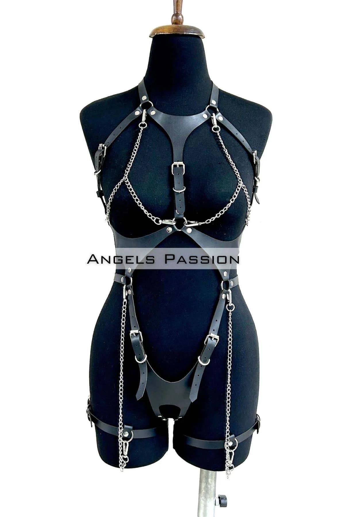 Full Body Harness with Chain Straps & Garters