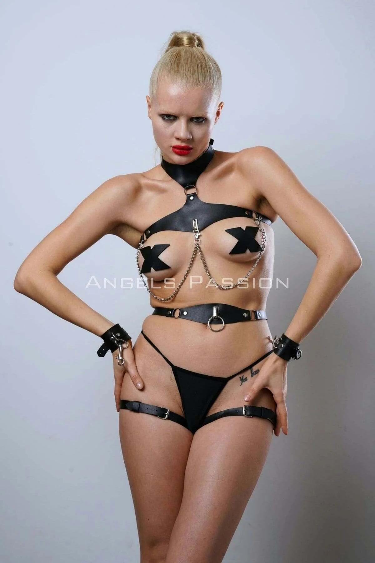 Full Body Harness Set with Chest Chains & Garters
