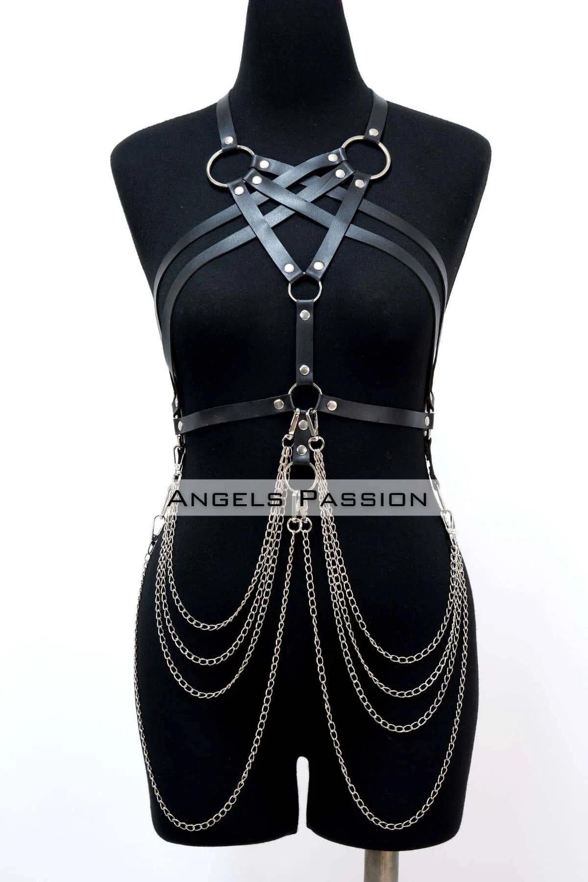 Strappy Full Body Harness with Chain