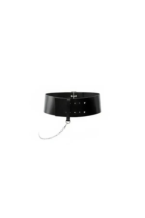 Wide Faux Leather Waist Harness with Chain