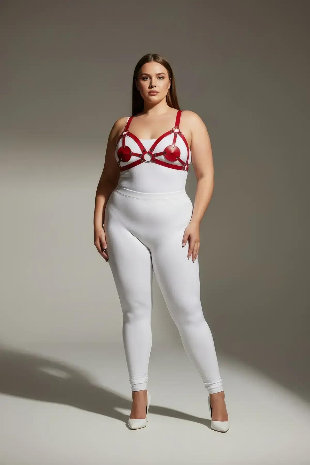 Red Strappy Harness with Heart Detail