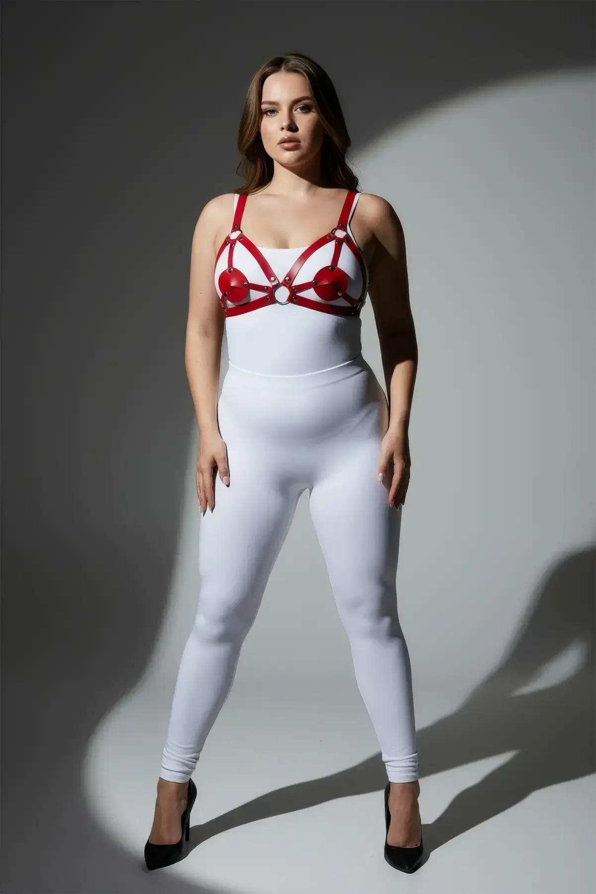 Red Strappy Harness with Heart Detail