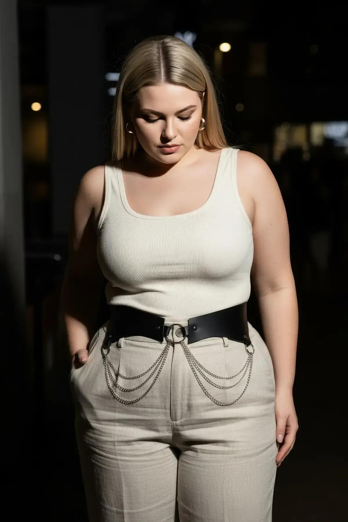 Wide Waist Harness with O-Ring & Draping Hip Chains