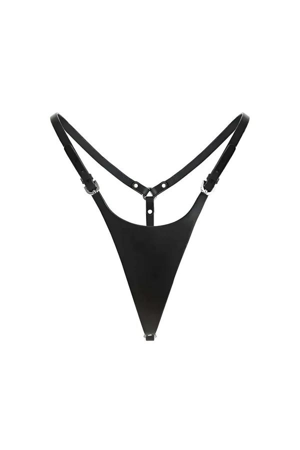 Faux Leather Thong with Adjustable Side Buckles