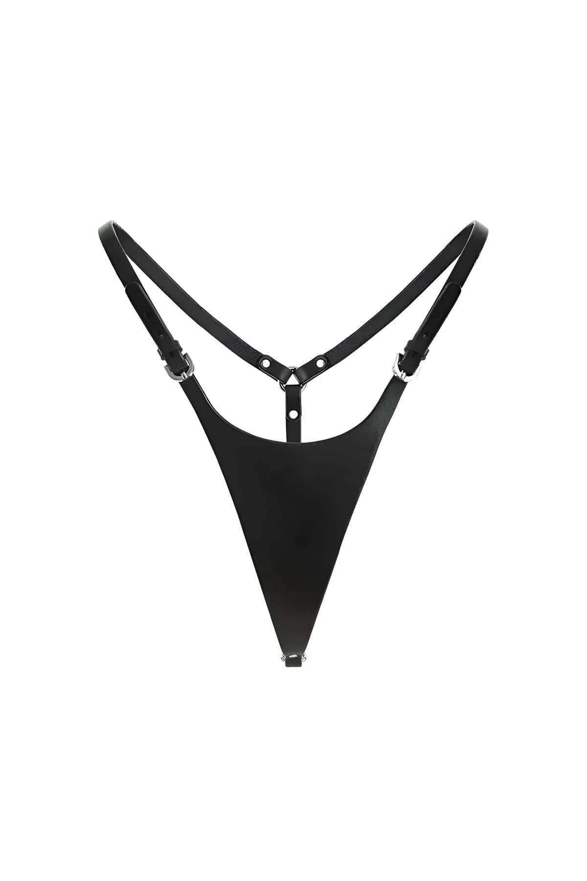 Faux Leather Thong with Adjustable Side Buckles