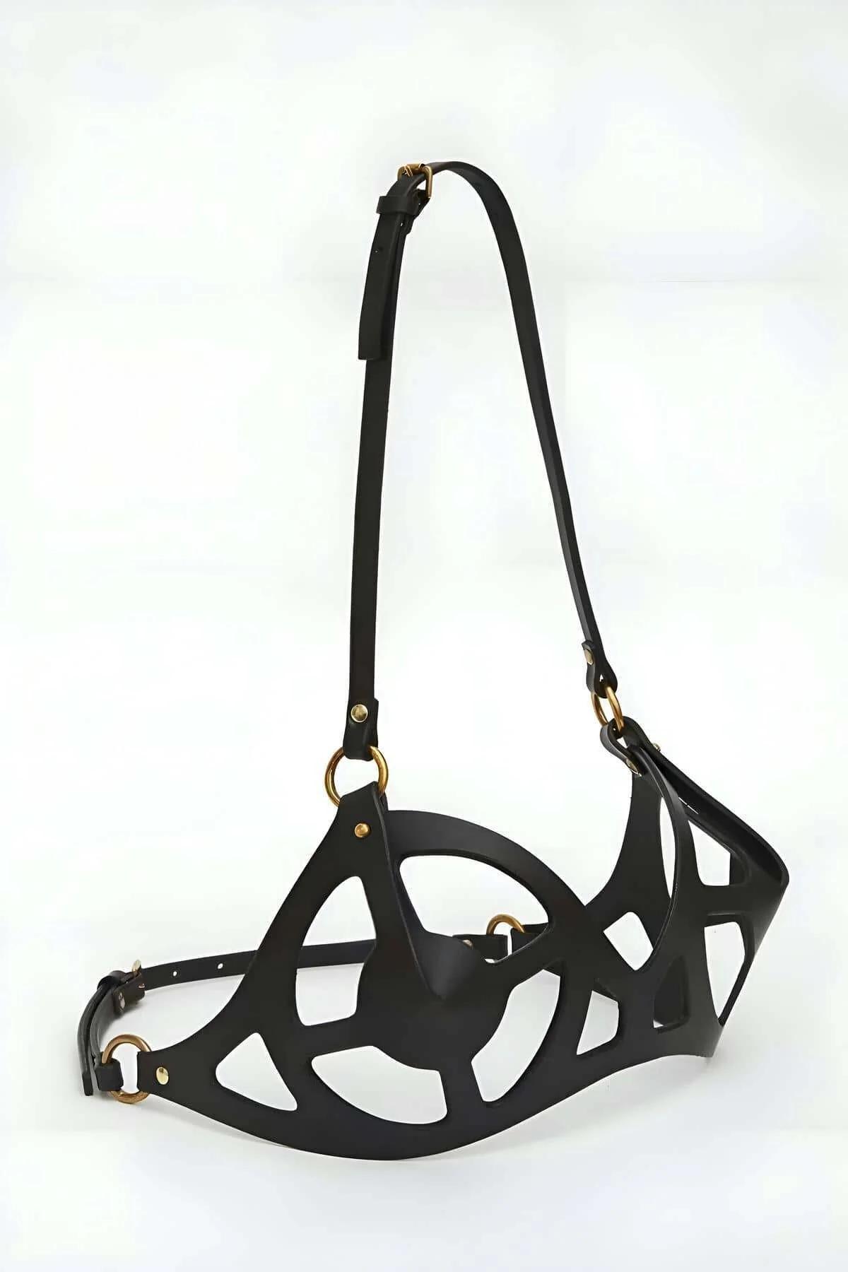 Strappy Cut-Out Faux Leather Harness Bra