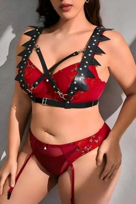 Spiked Faux Leather Chest Harness