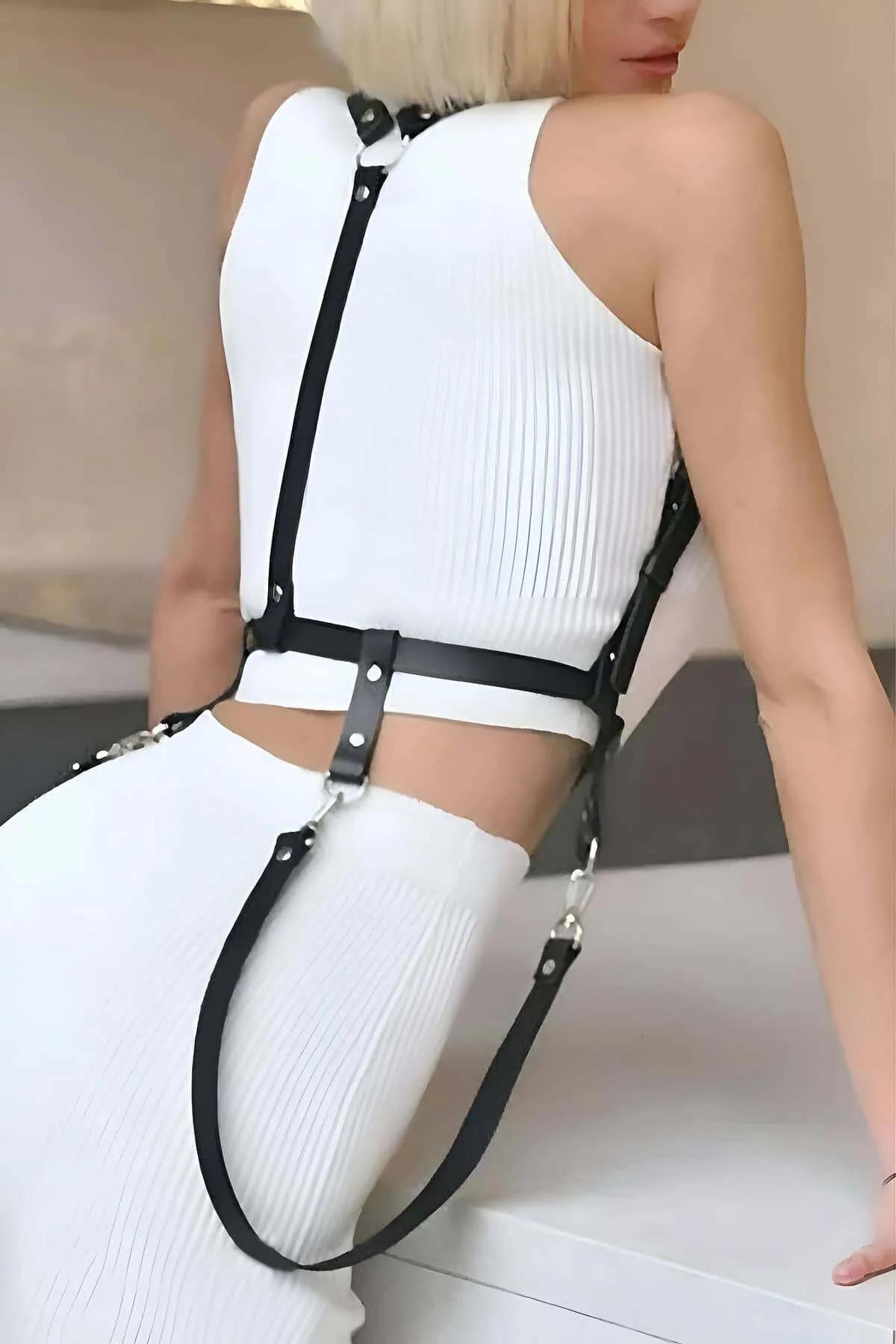 Adjustable Faux Leather Body Harness