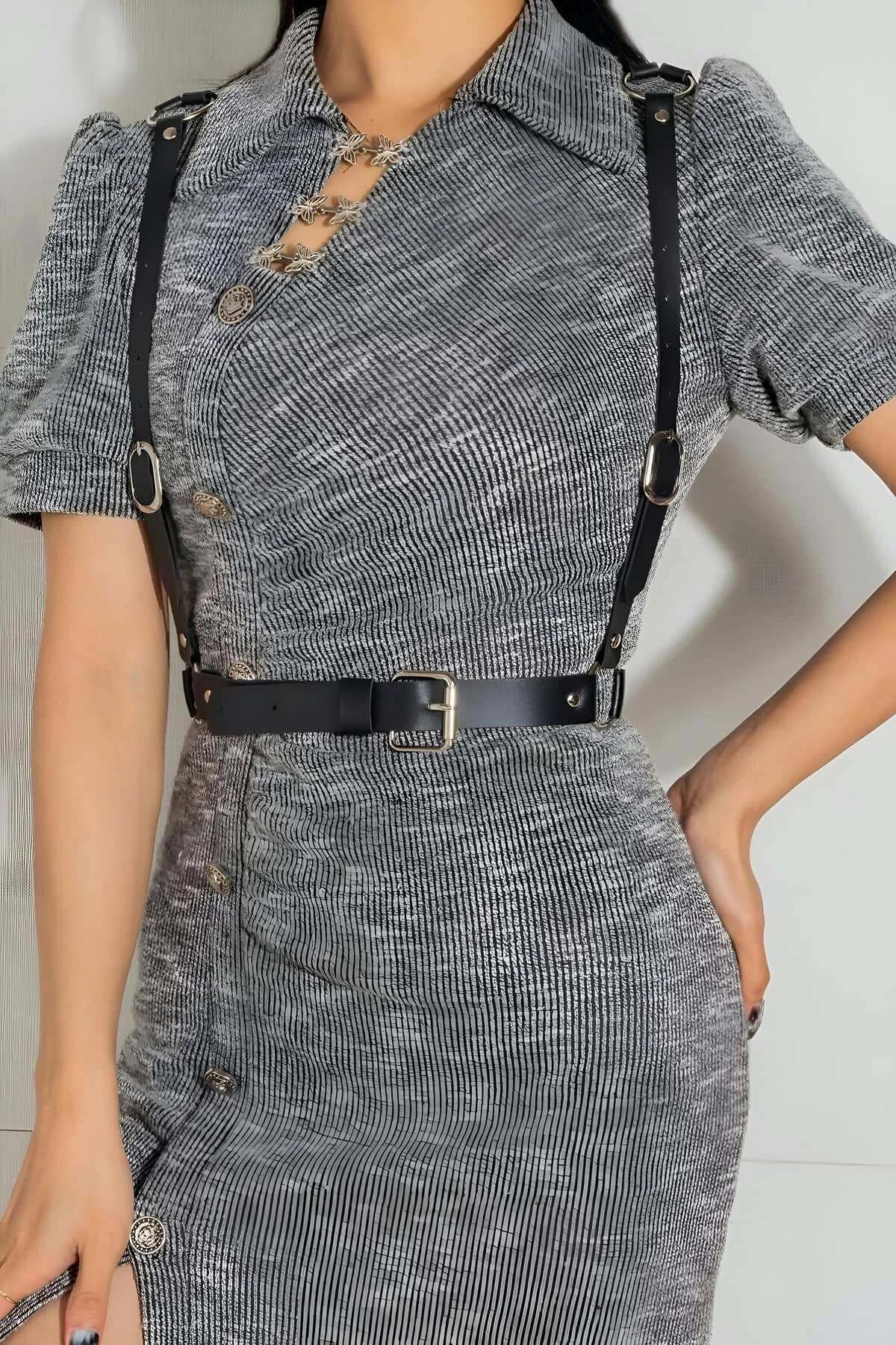 Adjustable Faux Leather Body Harness Belt