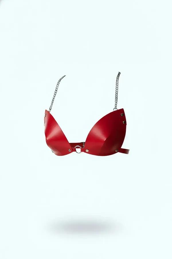 Conical Cup Chest Harness with Silver Chain Straps
