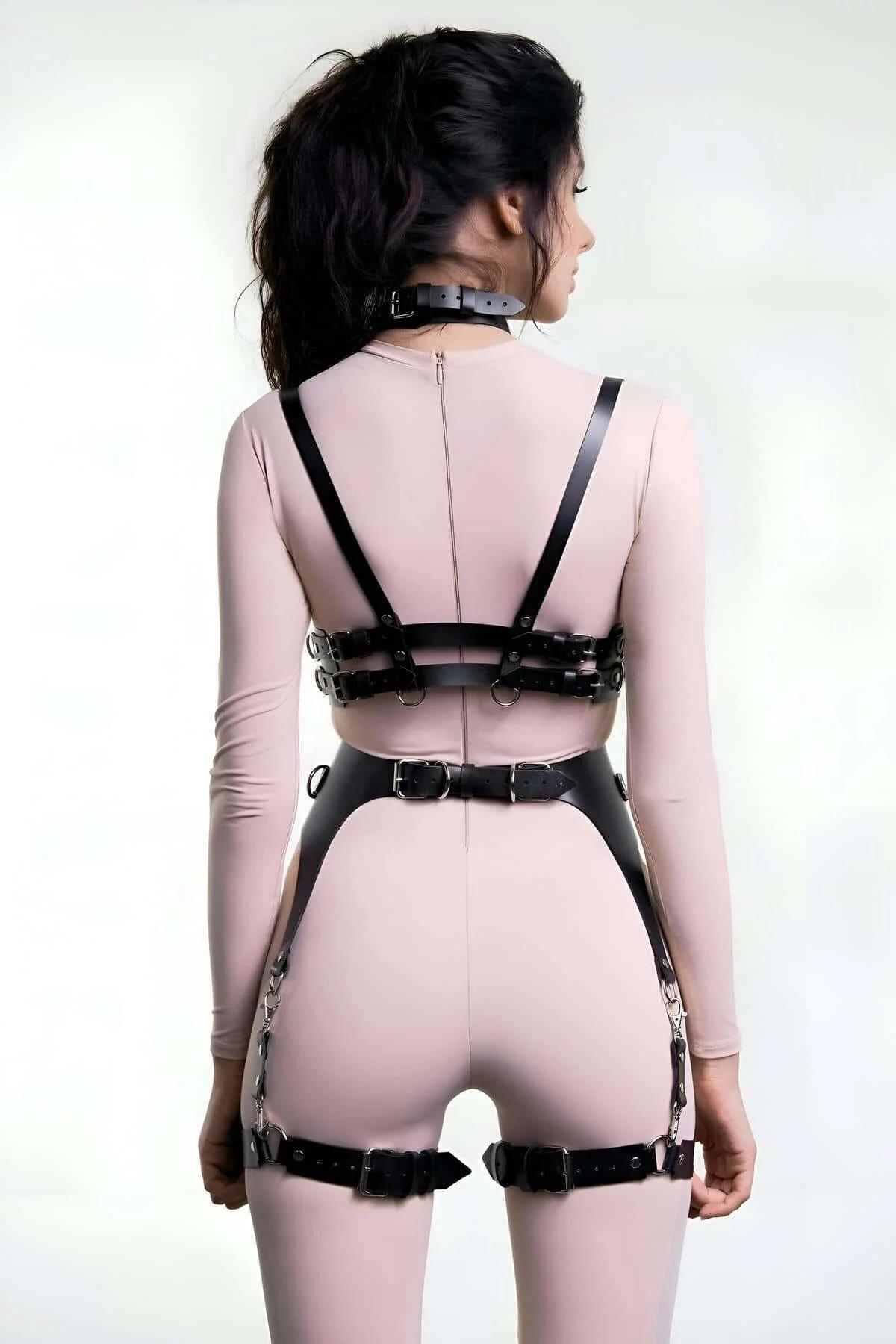 Modular O-Ring Faux Leather Body Harness Set