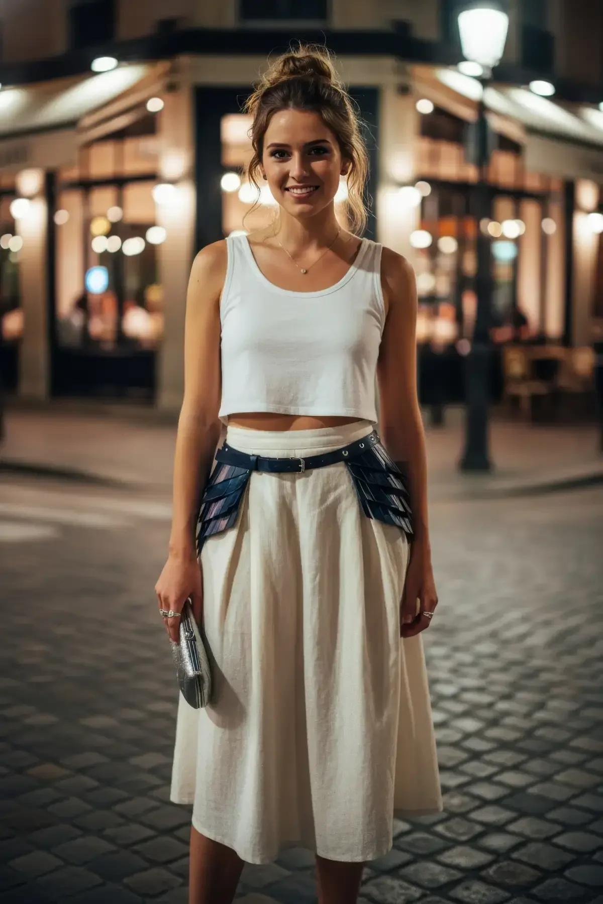 Fringed Waist Belt with Studded Faux Leather Panels