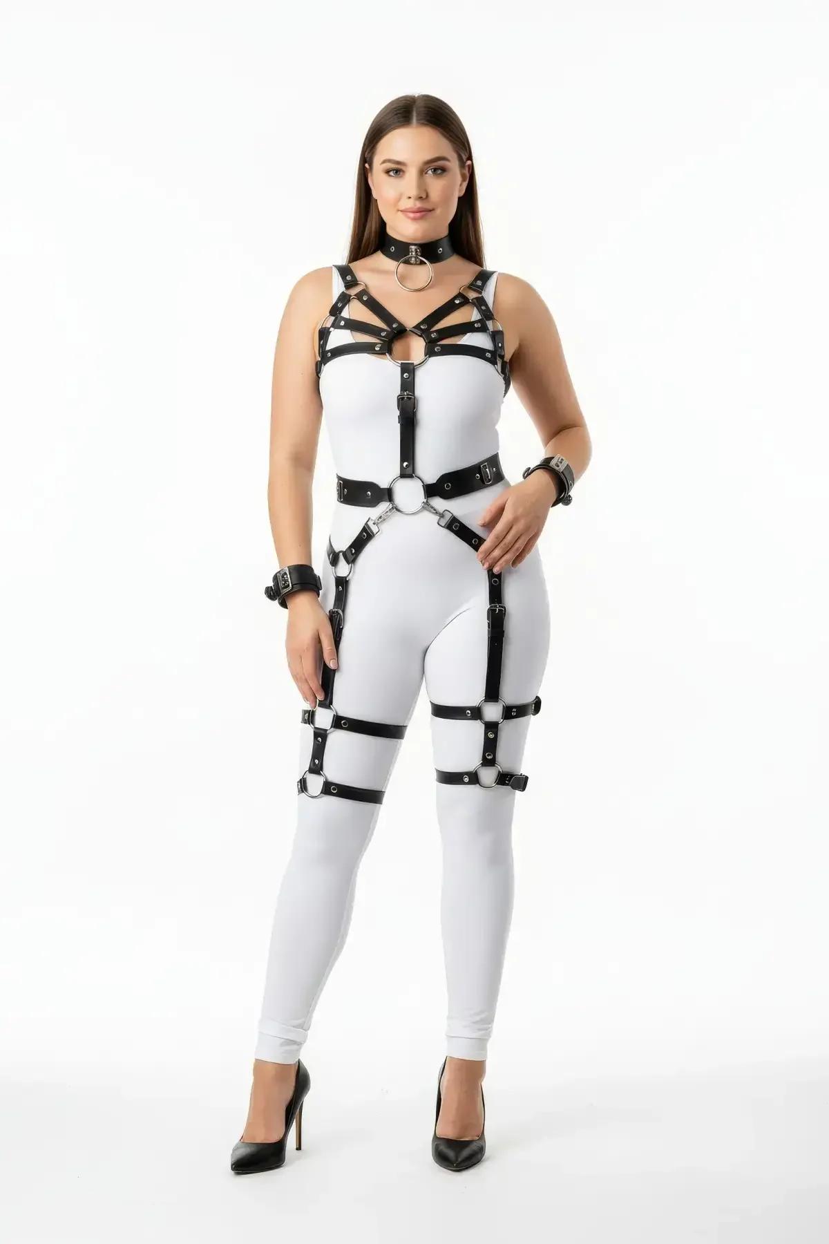 Full Body Harness with Leg Garters & Collar