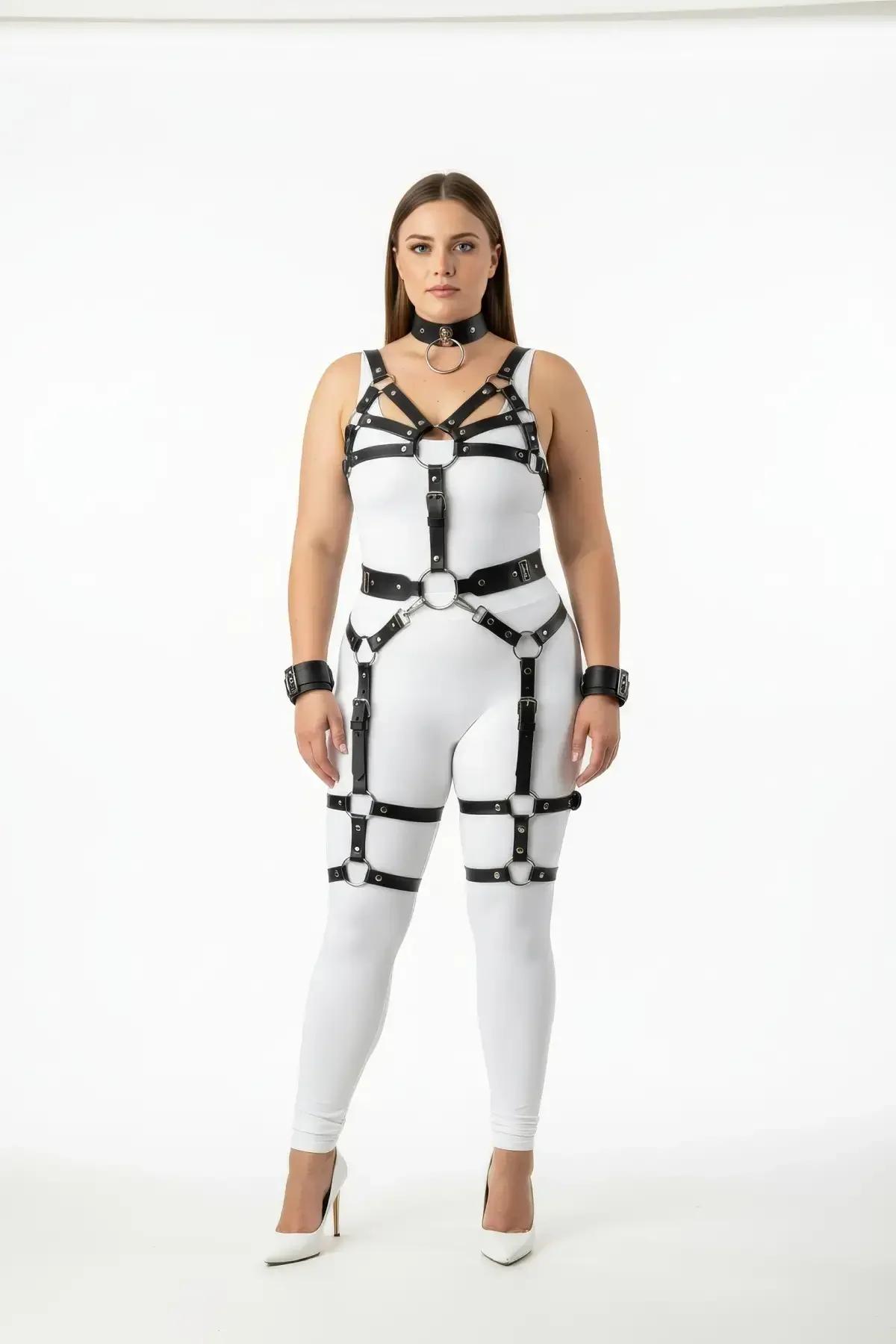 Full Body Harness with Leg Garters & Collar
