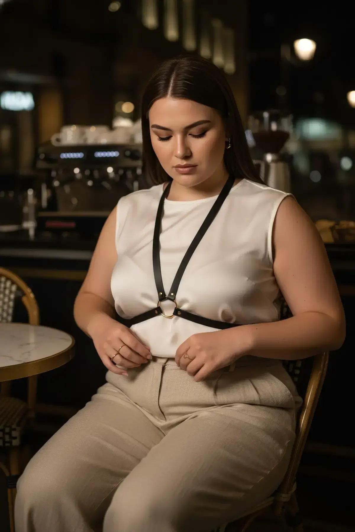 Minimalist Underbust Harness with Gold O-Ring